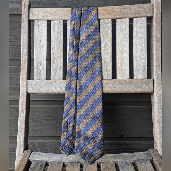 Missoni Cravatte 100% Silk Tie Blue Colorful Made in Italy - Picture 6 of 7